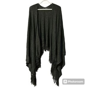Knit Poncho / Shrug Waterfall style w/ Fringe